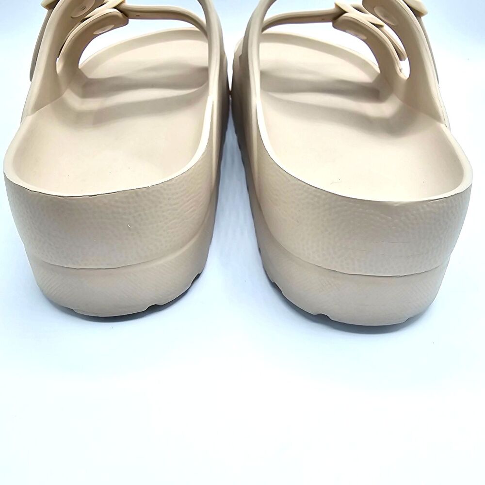 Women’s Cream Double Buckle Slides Size 39/8.5 Minimalist Comfort - Picture 7 of 11